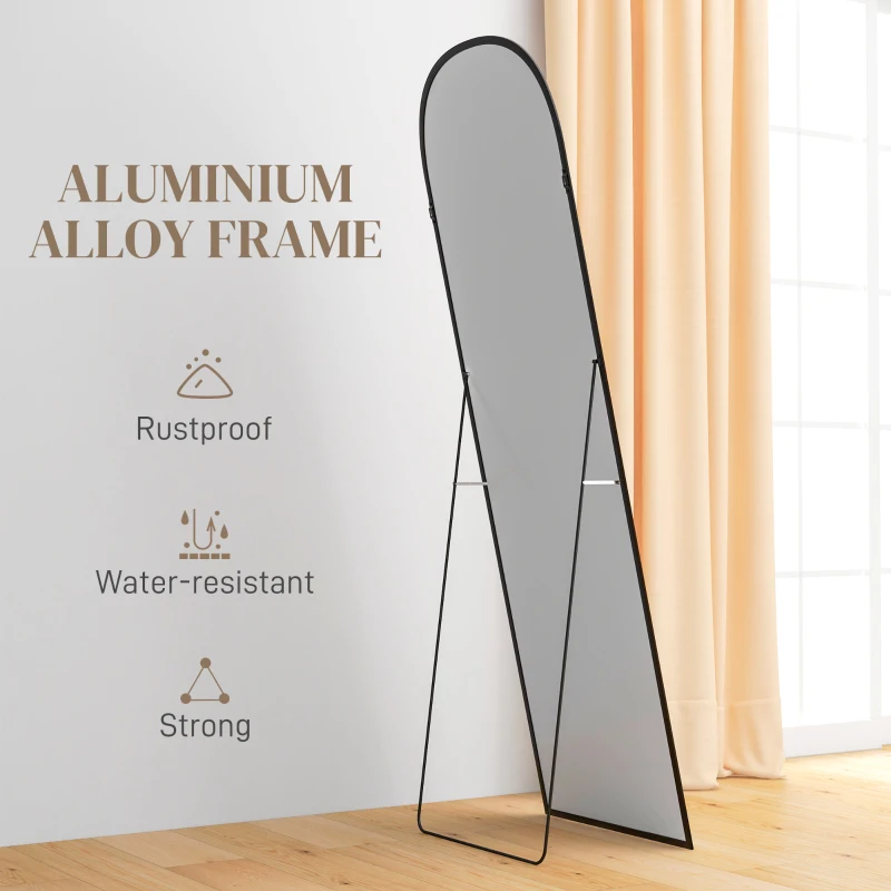 HOMCOM Lustro stojące całociałowe duże lustro, nowoczesny design, 50 cm x 1,5 cm x 161,5 cm, Czarne