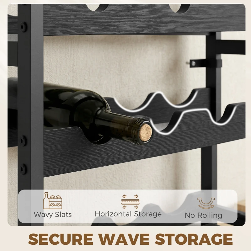 HOMCOM Wine Rack Freestanding Industrial Liquor Cabinet 5-Tier 20 Bottles Bar Stand with Adjustable Feet, Black