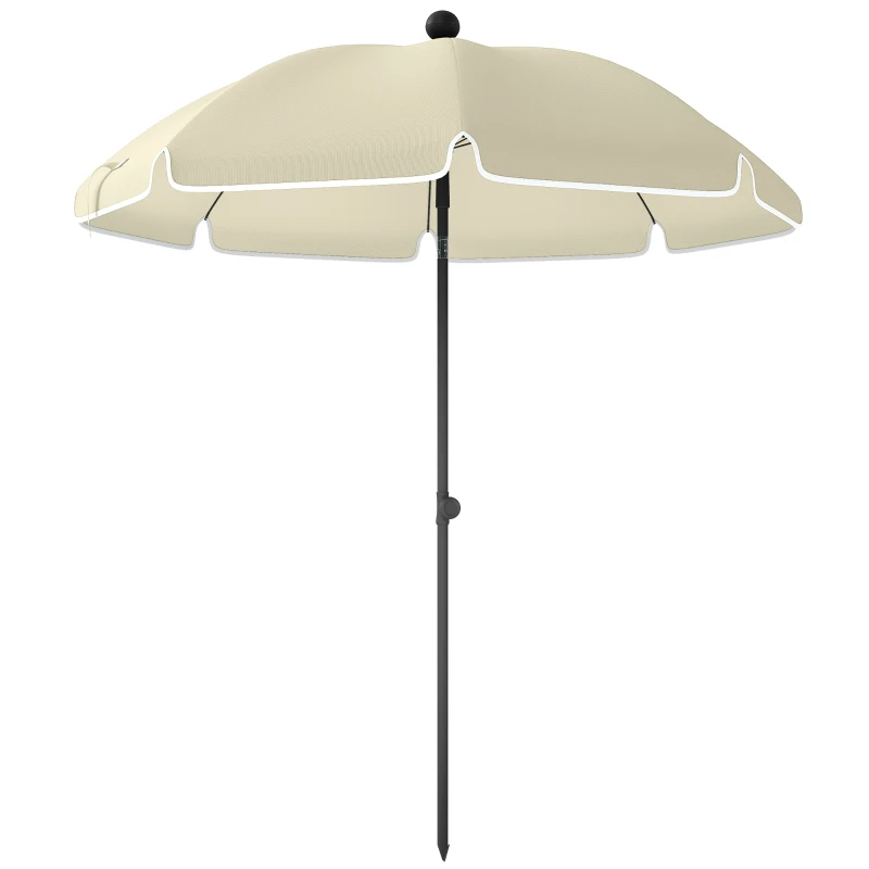Outsunny Parasol plażowy Ø150 cm wodoodporny składany parasol z regulacją kąta nachylenia, torba do przenoszenia, kotwa do piasku, beżowy