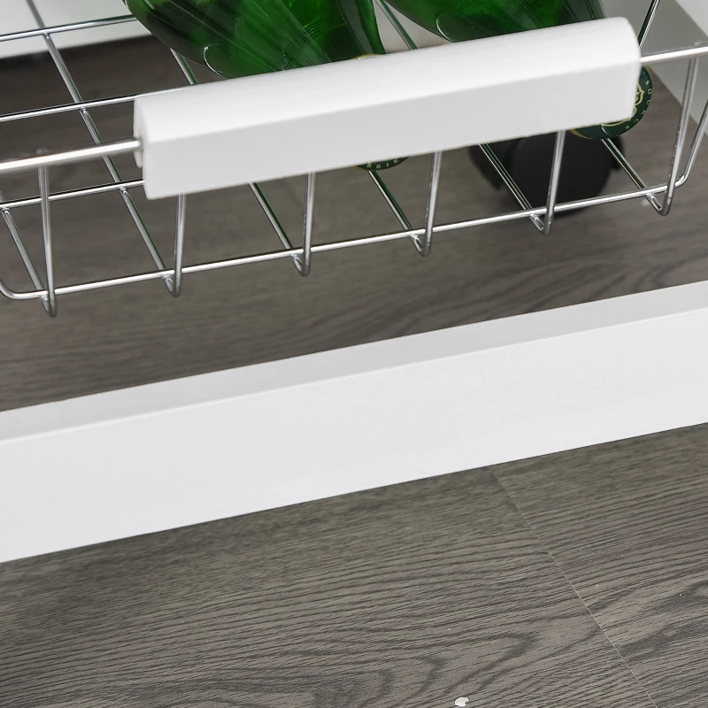 HOMCOM Multi-storage Service Cart on Wheels, 4 Metal Baskets + Drawer, Pine Wood, 37 x 37 x 82 cm, White