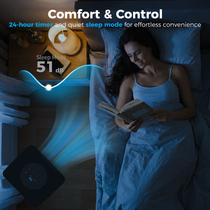 HOMCOM Aer condiționat portabil 750W cu 5 moduri și 2 viteze, din ABS și oțel, 33x28x70,4 cm, alb