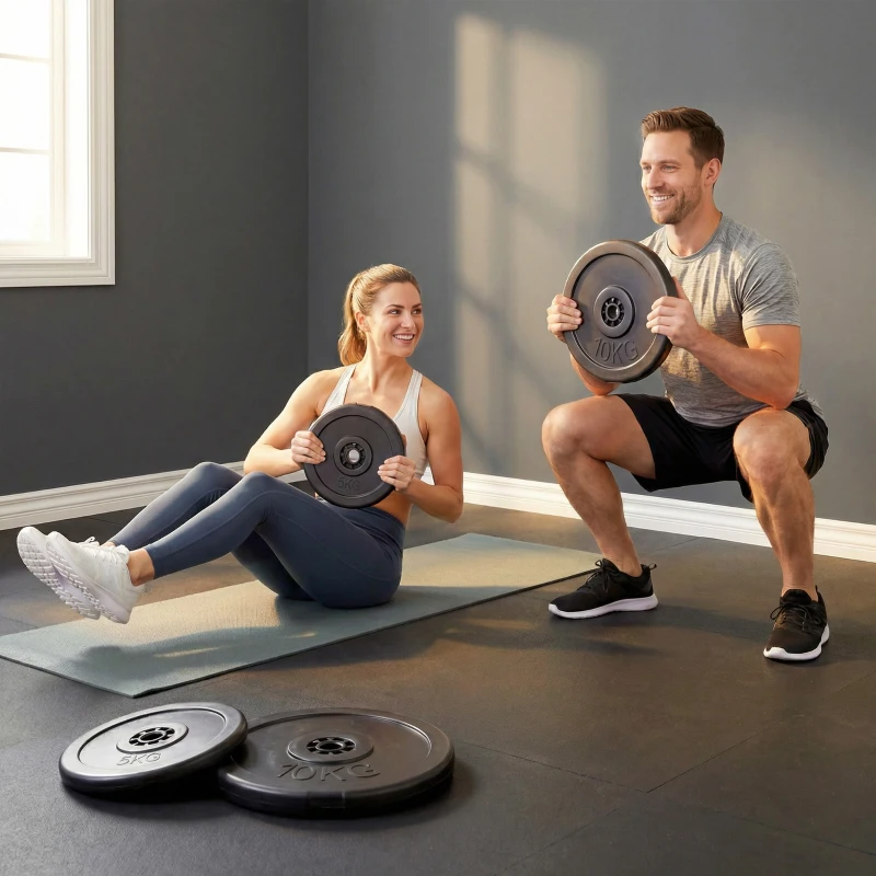 HOMCOM Set mit 4 Hantelscheiben, Hantelscheiben-Set für Training, Schwarz