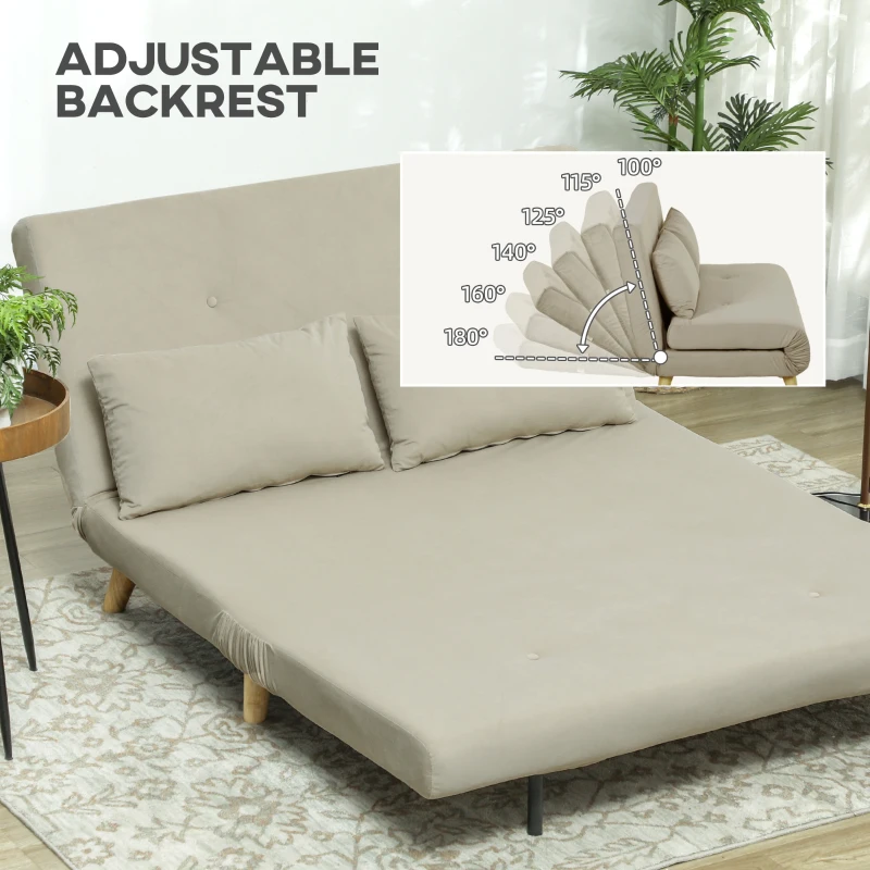 Sofa rozkładana 130x78 cm z poduszką lędźwiową, szare