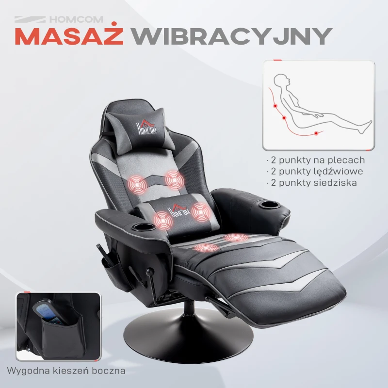 HOMCOM Fotel relaksacyjny z masażem, elektryczny, z funkcją leżenia(m-4)