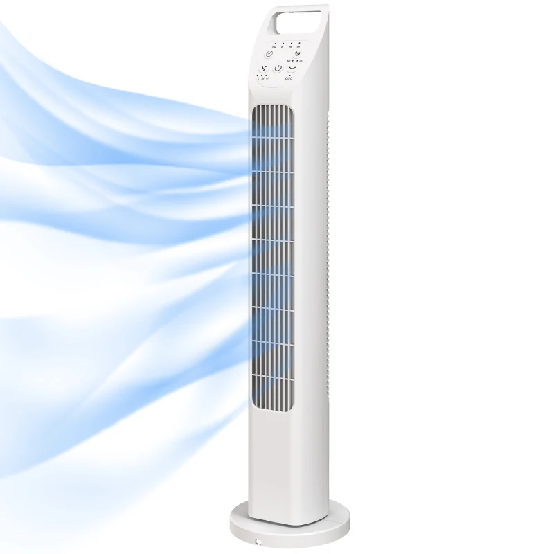 HOMCOM Turmventilator mit Fernbedienung, 7,5-Stunden-Timer, leiser Ventilator für Schlafzimmer, Weiß