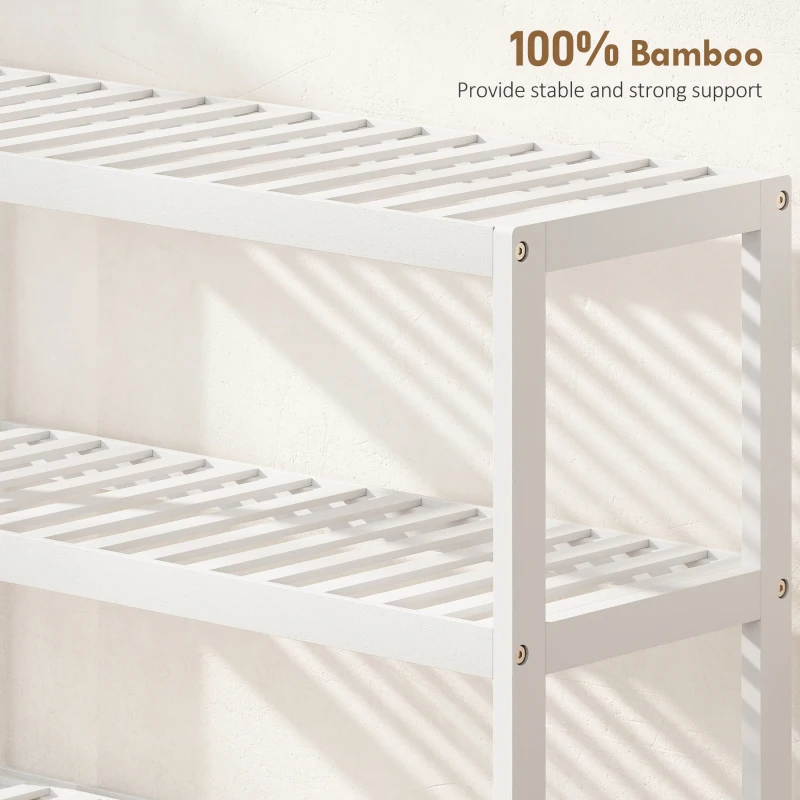 HOMCOM 3-Tier Bamboo Shoe Rack, Freestanding Shoe Shelf for Hallway, Entryway, Living Room, Holds 9 Pairs, Easy Assembly, White
