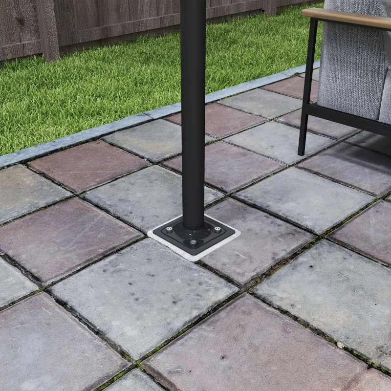 Outsunny Rectangular In-Ground Metal Parasol Base for Patio Pool 16.5 x 16.5 x 40 cm Dark gray