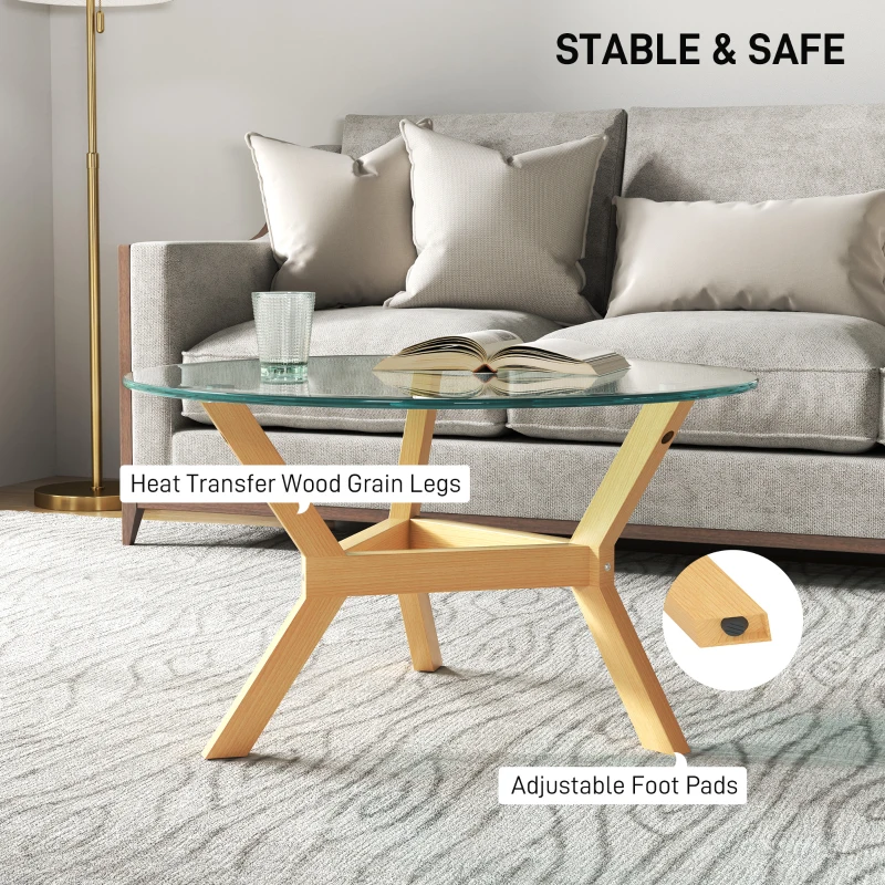 Stół kawowy ze szkła hartowanego, regulowane nóżki