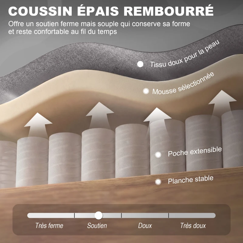 HOMCOM Fauteuil de salon capitonné avec assise large, pieds en bois, style classique, grand confort, 74 x 86 x 102 cm, gris(m-5)