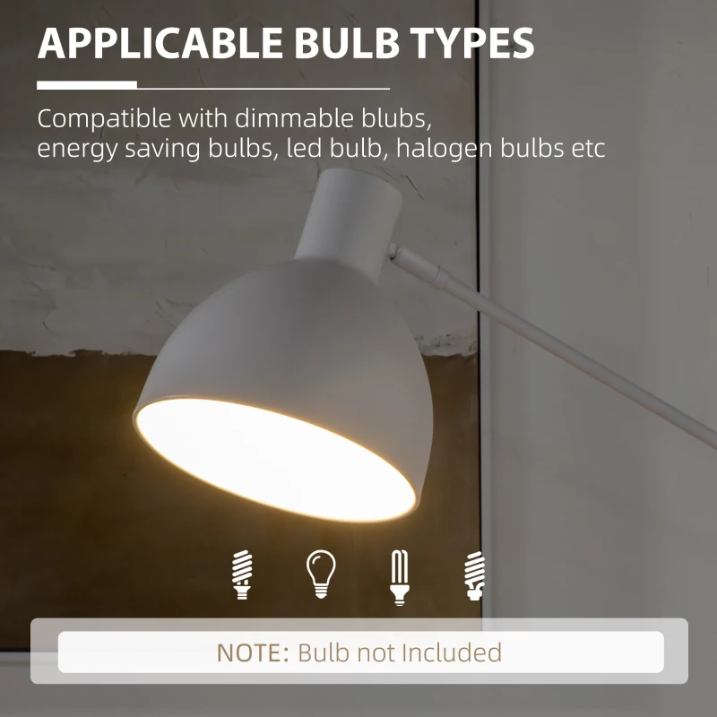 HOMCOM Lampa stojąca z regulowanym ramieniem, 40 W, czarna