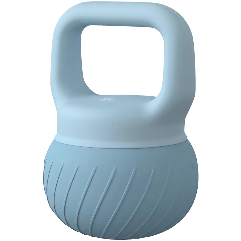 SPORTNOW Kettlebell 10 kg com Areia Metálica e Pega Antiderrapante para Treino 24x24x32 cm Azul Claro