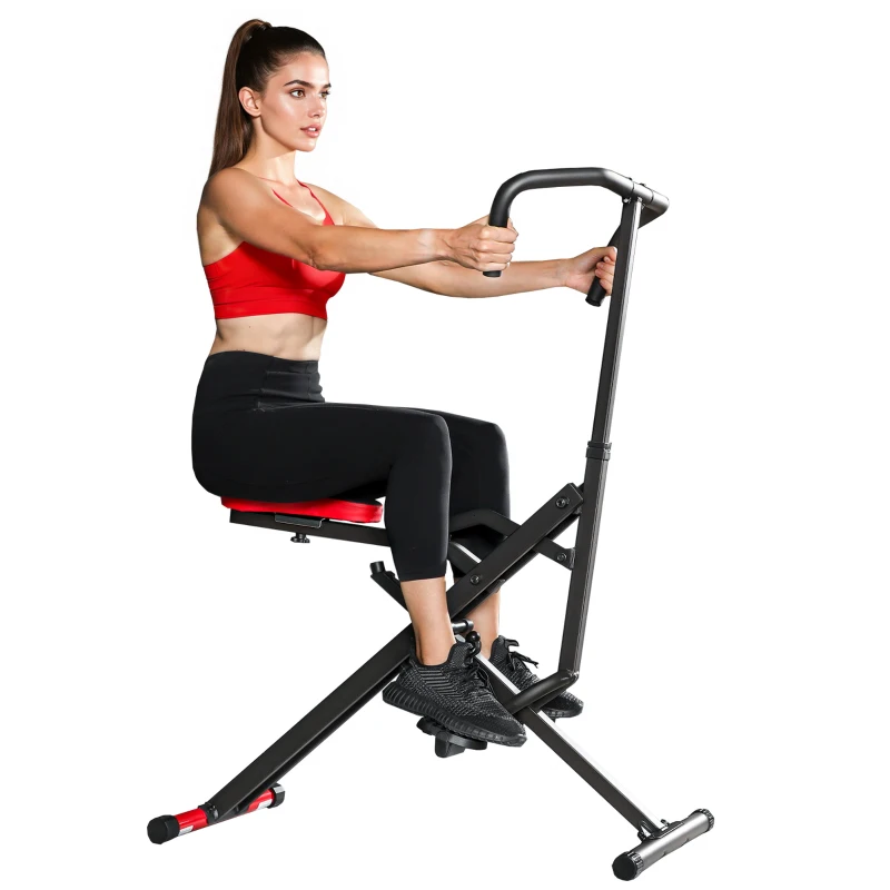 SPORTNOW Abdominal Trainer, Foldable Fitness Machine with Adjustable Seat, for Arms & Legs 57x105x115cm red