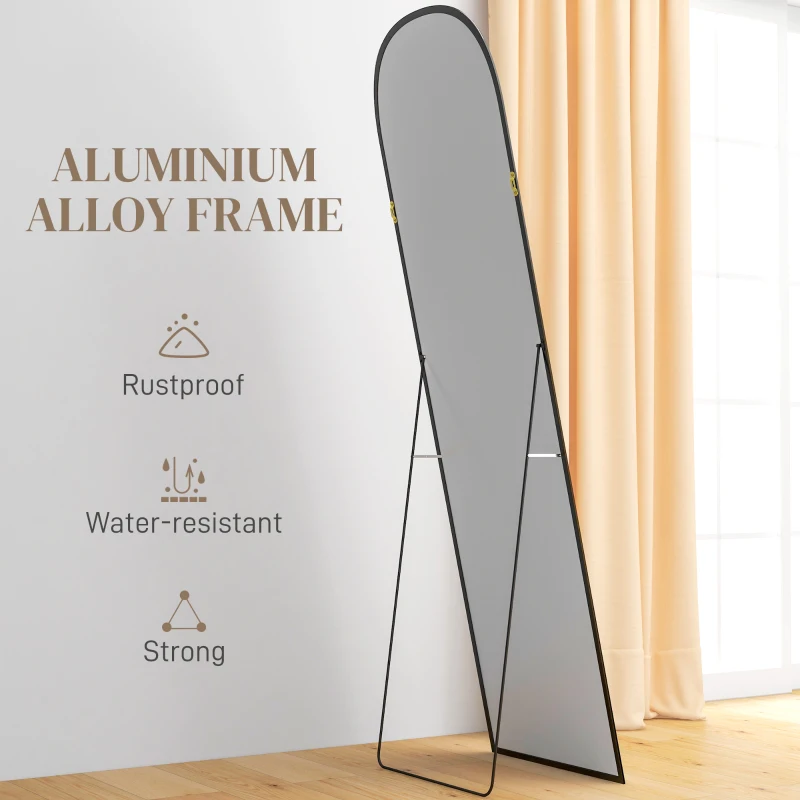 HOMCOM Lustro stojące całociałowe duże lustro, nowoczesny design, 50 cm x 1,5 cm x 161,5 cm, Czarne