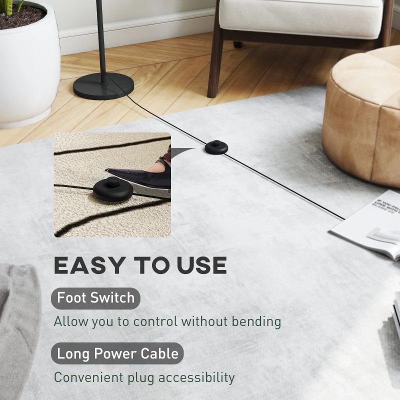 HOMCOM 3D Moon Floor Lamp, 140 cm Modern Standing Lamp with 3 Colours and Foot Switch for Living Room, Bedroom, LED Bulb Included, Black