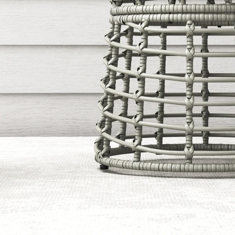 Outsunny Garden coffee table, round outdoor side table in rattan-effect resin & steel with composite top Ø45 x 50 cm gray