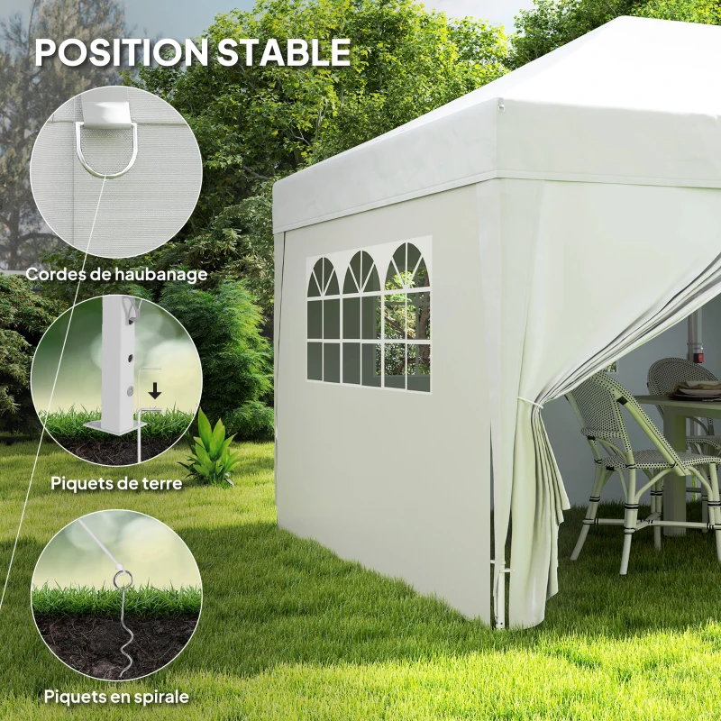 Outsunny Outdoor garden canopy foldable 3 x 6 m with 6 side walls, carry bag included, white