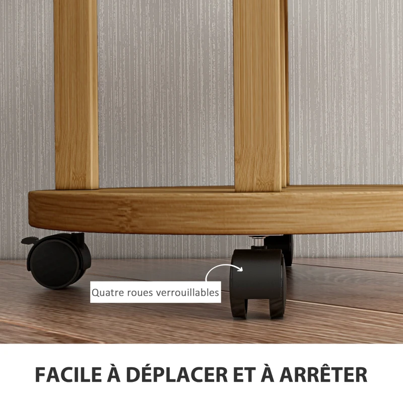 Outsunny Bamboo plant stand round flower shelves flower pot holder 5-tier natural wood