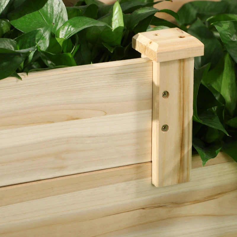 Outsunny Wooden Raised Garden Bed Outdoor Stepped Planter 3 Levels Open-Bottom Design 108 x 88 x 36 cm Natural Wood