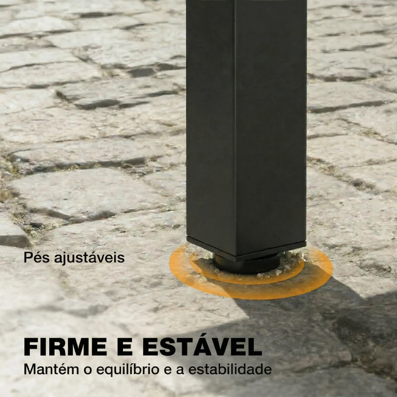 Outsunny Mesa de Refeição para Exterior Extensível 120/80x70 cm com Estrutura de Aço e Bancada de Madeira de Acácia para 4-6 Pessoas Madeira e Preto