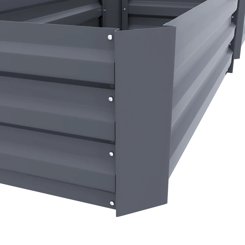 Outsunny Set of 2 Garden Raised Beds 100L x 50l x 30H cm - Gray Corrugated Steel Sheet
