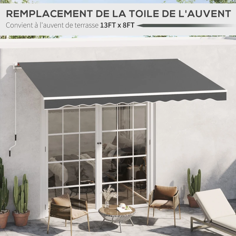 Outsunny Replacement awning fabric soft wave valance high-density polyester 280 g/m² UV-resistant 2.82 x 2.4 m gray