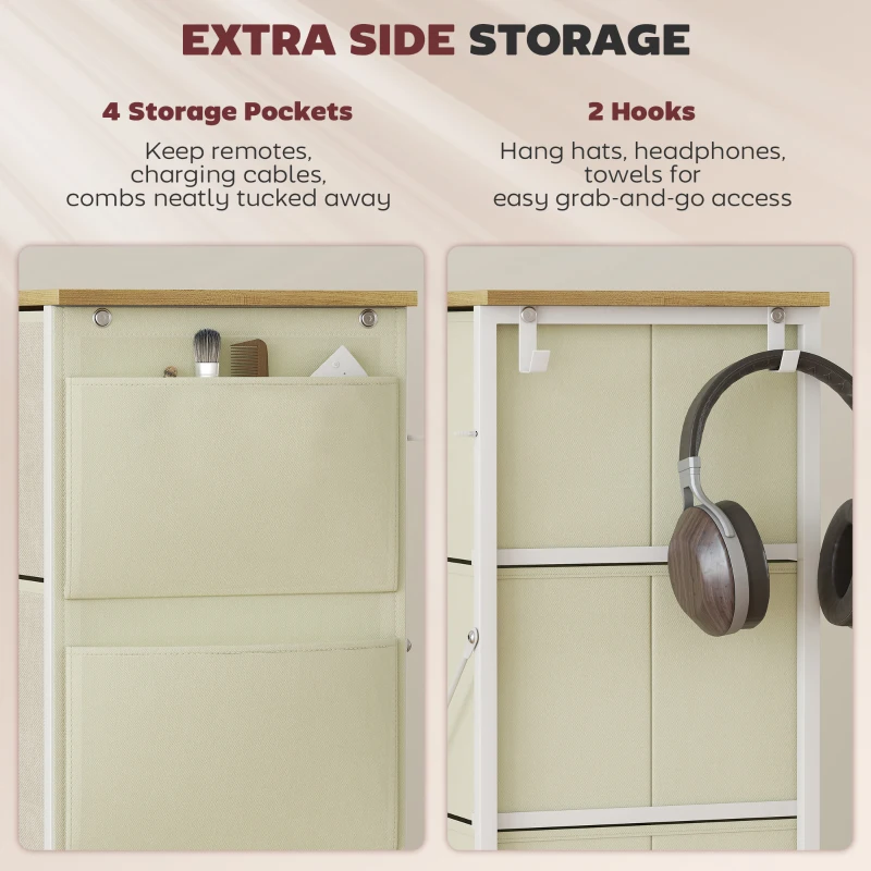 HOMCOM Chest of Four Fabric Drawers - Beige