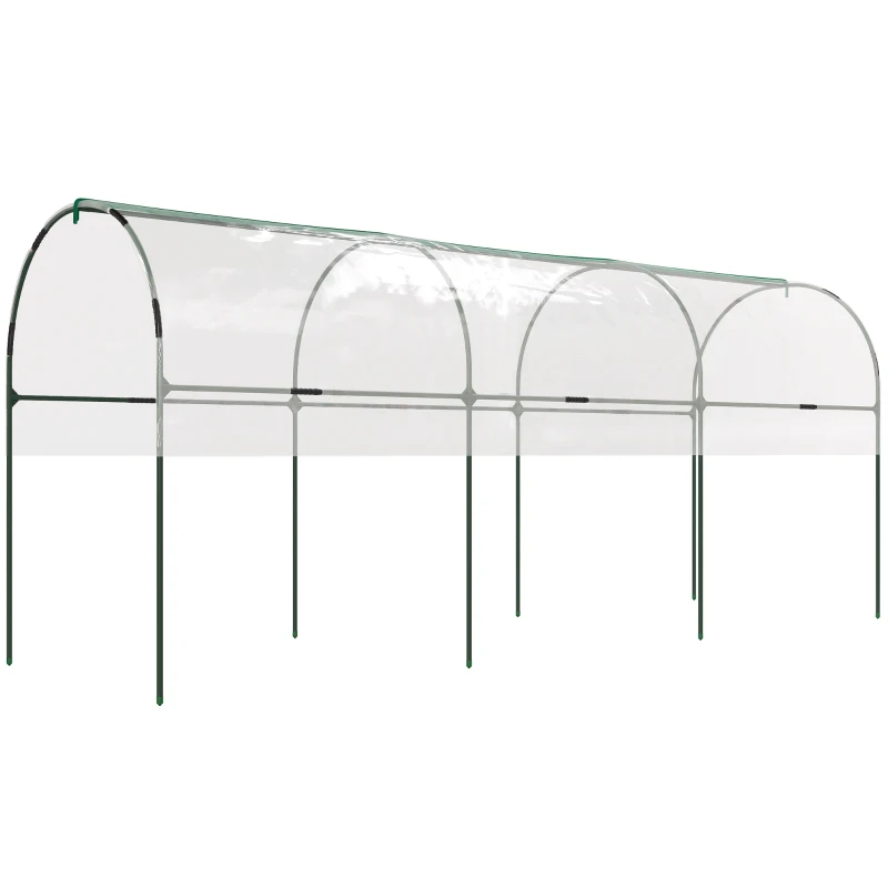 Outsunny Tunnel Tomato Greenhouse with 4 Hoops and Top Tap, Pointed Bottom and Guy Ropes, 400 x 120 x 170 cm, Clear