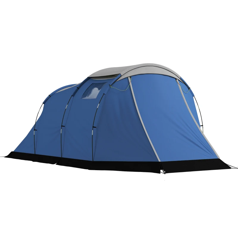 Outsunny Tenda de Camping Túnel para 4 Pessoas Impermeável 3000 mm Dupla Camada Anti-Condensação Altura 190 cm Azul Escuro