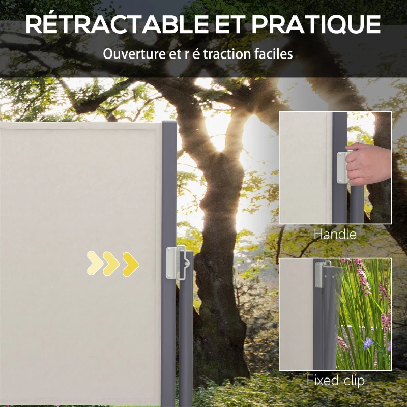 Outsunny Side retractable privacy screen 3 x 1 m Aluminum High-Density UV-Proof Polyester 180 g/m² Gray