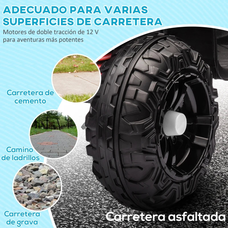 AIYAPLAY Quad Eléctrico para Niños de +3 Años con Batería 12V Faros Música Avance y Retroceso Carga 30 kg Blanco