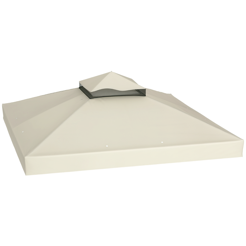 Outsunny 3 x 3 m Gazebo Canopy Replacement — 2-Tier, UPF30+, Drainage Holes, Cream