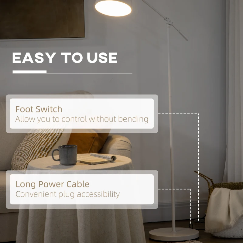 HOMCOM Lampa stojąca z regulowanym ramieniem, 40 W, czarna