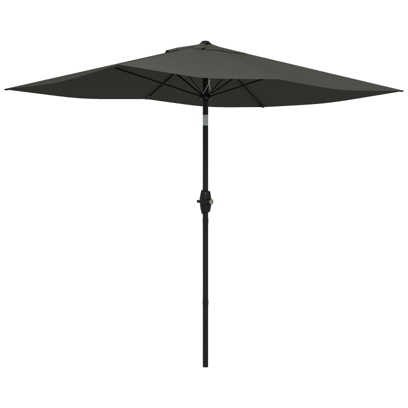 Outsunny Umbrelă de grădină dreptunghiulară 2x3 m, înclinabilă cu deschidere manuală, gri