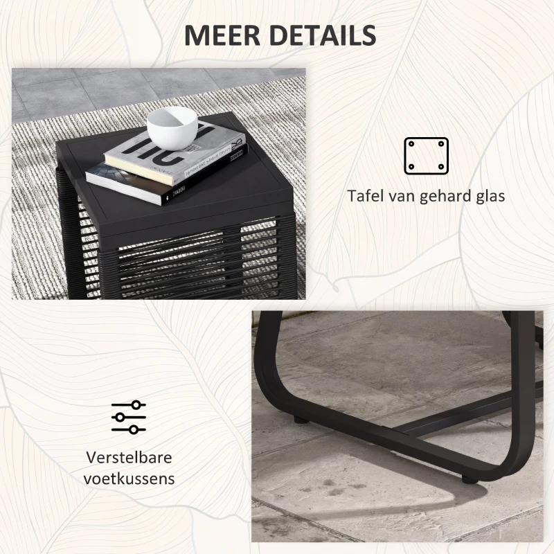Outsunny 3-delige Bistroset Balkonset Terrasset, weerbestendig, modern design, 53 cm x 57 cm x 77 cm, Zwart + Grijs