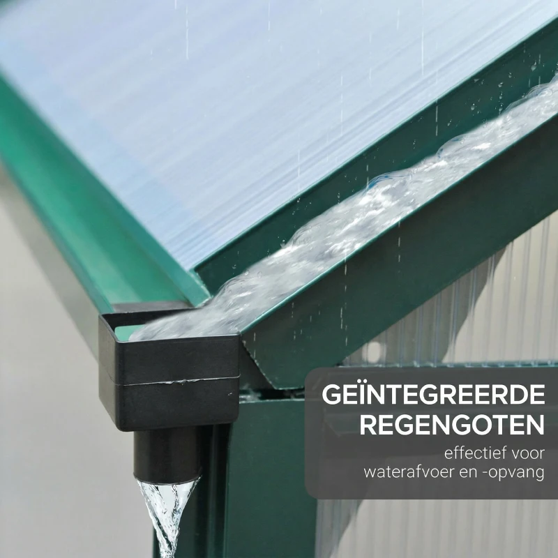 Outsunny aluminium kas met dakraam deur 190 x 192 x 201 cm, groen + transparant
