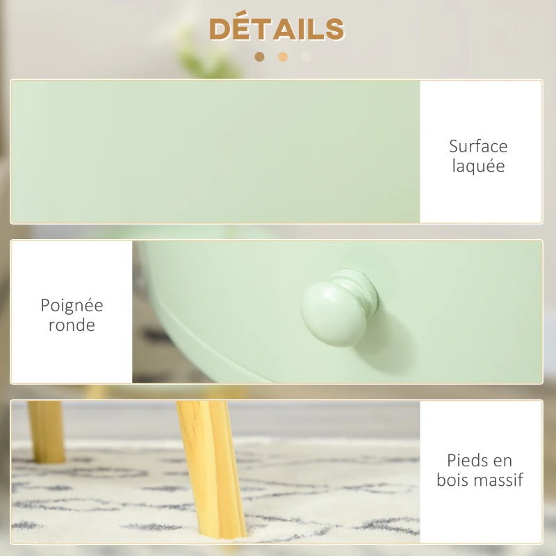 HOMCOM Coffee table bedside table round nightstand Scandinavian design end table with drawer tapered angled legs