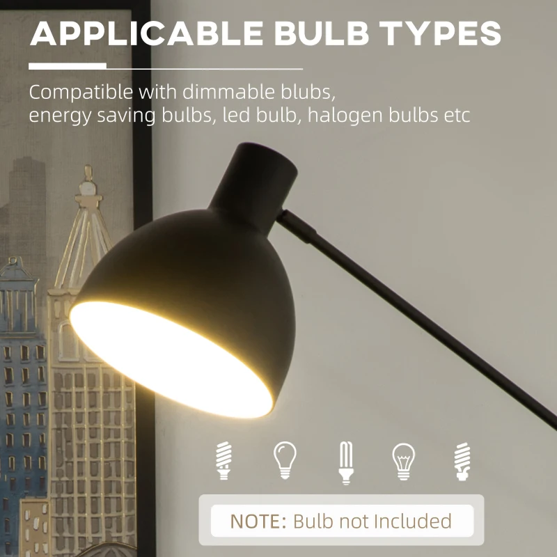 HOMCOM Lampa podłogowa w stylu przemysłowym, regulowana w wysokości, z przełącznikiem podłogowym; 30 cm x 30 cm x 131 cm, czarny