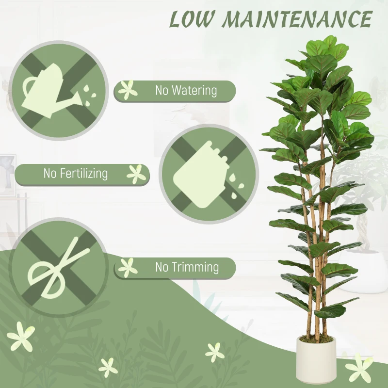 HOMCOM 180cm Artificial Fiddle Leaf Fig Tree - Green