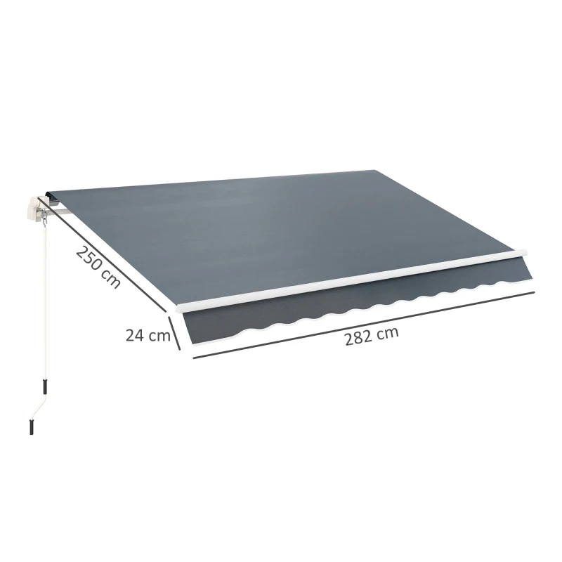 Outsunny Awning Replacement Canopy, Water Resistant UPF 50+ Sun Shade Cover for 3 x 2.5 m Garden Awning (Fabric Only), Grey