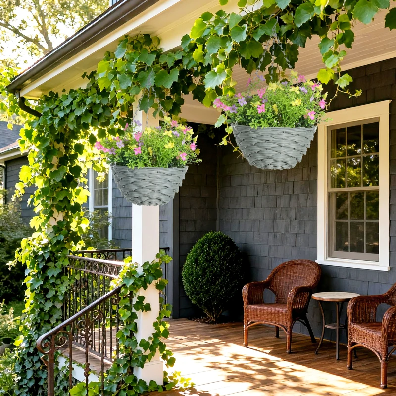 HOMCOM Set of 2 Artificial Hanging Cosmos Flowers - Multi-Colored