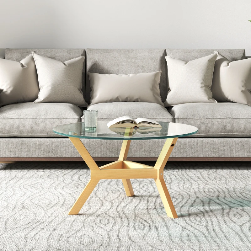 Stół kawowy ze szkła hartowanego, regulowane nóżki