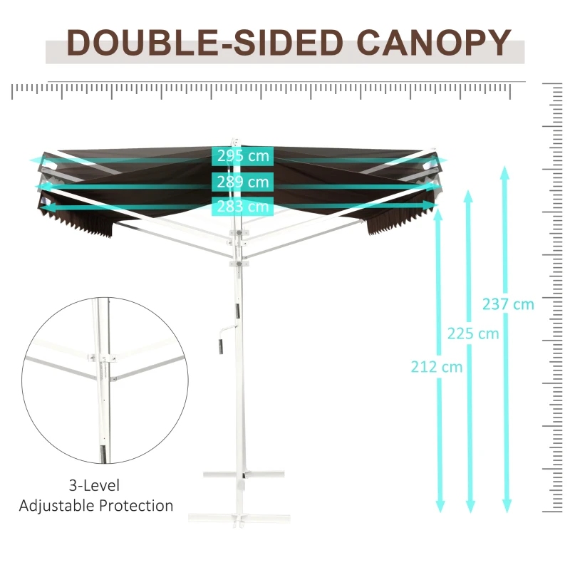 Outsunny Samodzielna markiza, regulowany kąt nachylenia, korbka, stelaż metalowy, odporny na warunki atmosferyczne, 4x3m, Krem