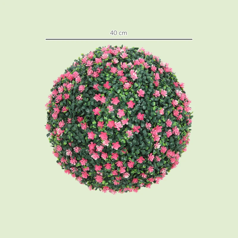 HOMCOM Set of Two Artificial Boxwood Balls Plants - Pink