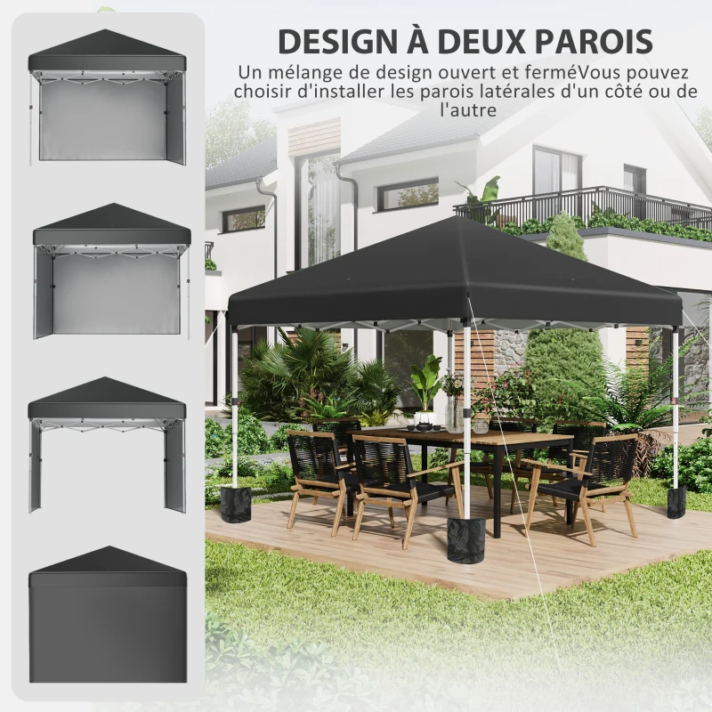 Outsunny Pop-up garden gazebo, foldable, height adjustable, UV30+ protection, 2 side walls, carry bag included