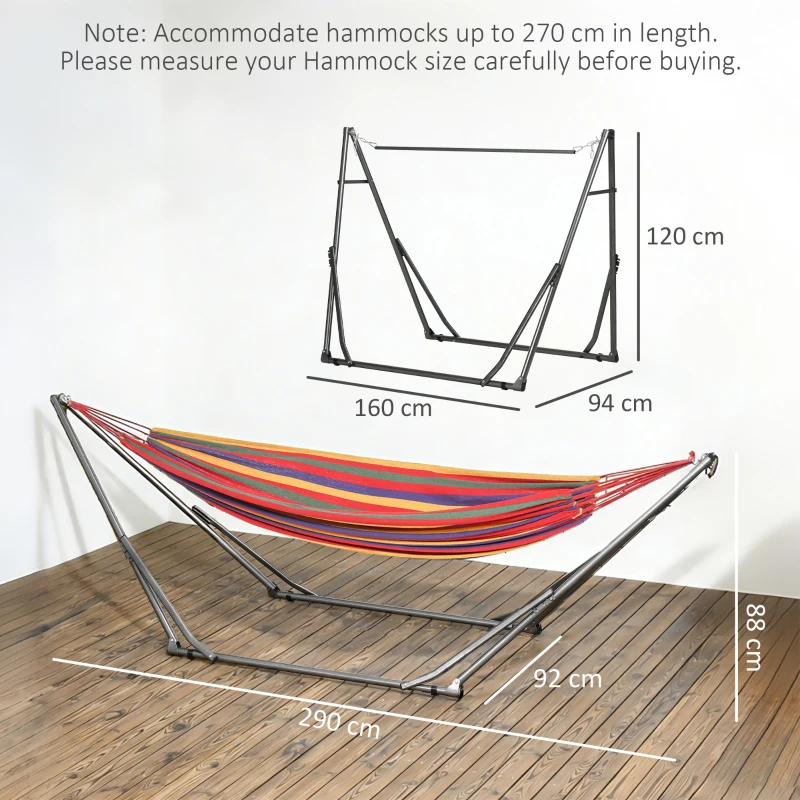 Outsunny Foldable Hammock Stand, Portable Hammock with Metal Frame, 2 in 1 Hammock Net Stand, Clothes Drying Rack, Load Capacity 120kg, for Patio, Garden, Yard, Black