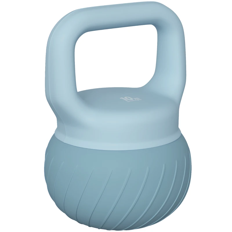 SPORTNOW Kettlebell 10 kg com Areia Metálica e Pega Antiderrapante para Treino 24x24x32 cm Azul Claro