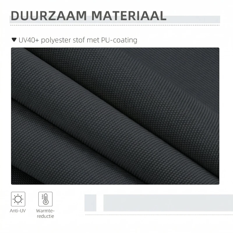 Outsunny Zijluifel Terraszeil 200x290cm, Hoogte-Aanpassbaar, Metalen Frame, Vuur op de Terras, Familie, Grijs