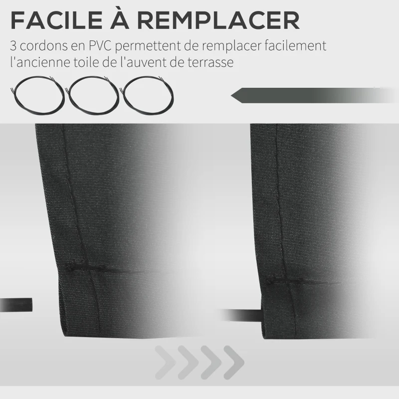 Outsunny Replacement awning fabric soft wave valance high-density polyester 280 g/m² UV-resistant 2.82 x 2.4 m gray