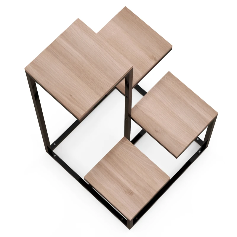 Outsunny Plant shelf Flower rack Metal and wood 4 levels with different heights Industrial style 40 x 40 x 75.5 cm