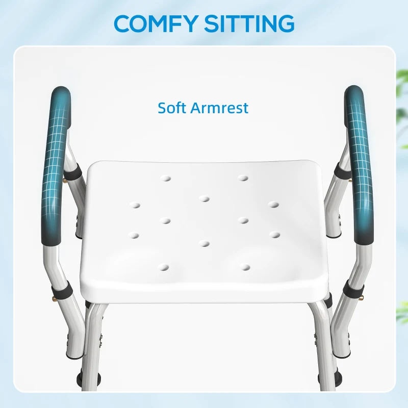 HOMCOM 57-69cm Aluminium Frame Bath Seat